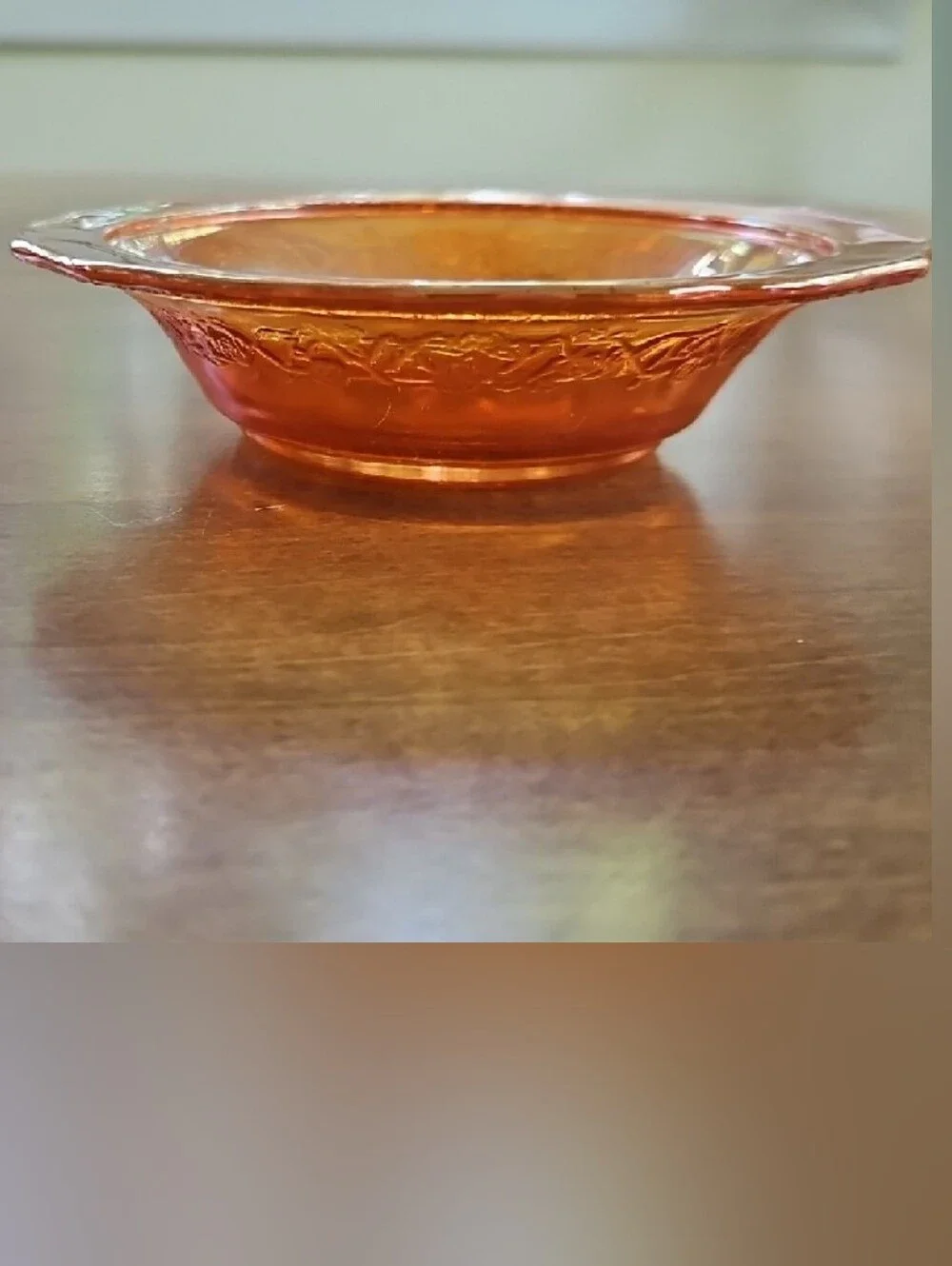 Normandie Federal Glass Iridescent Orange Bowl